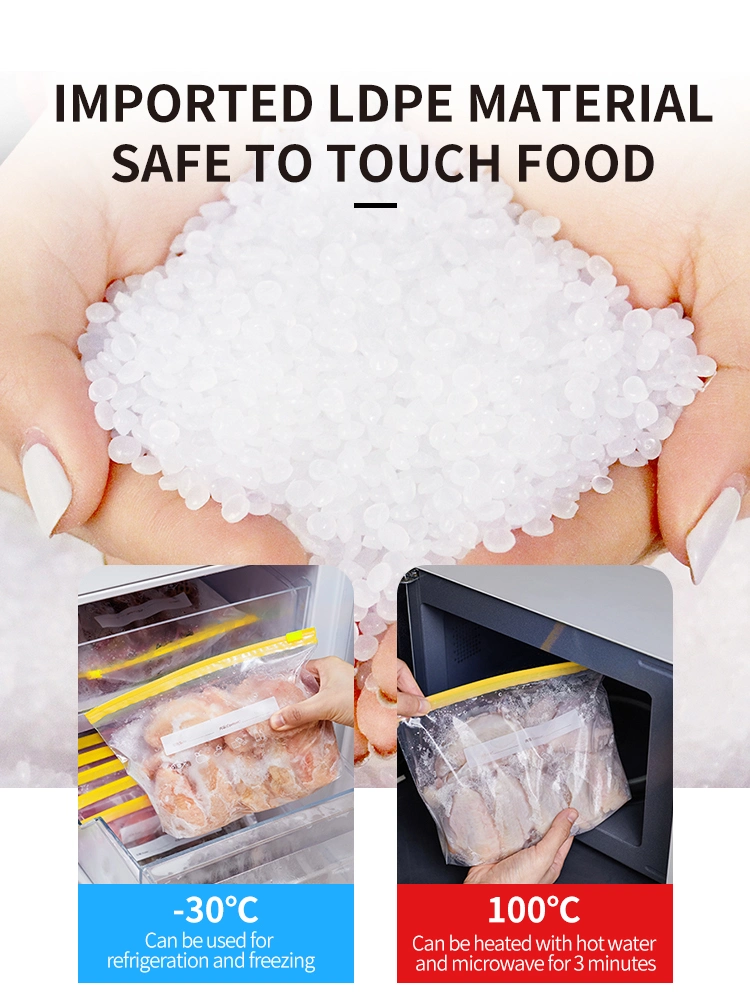 Household Eco Friendly Custom Logo Printed Food Grade Ziplock Fresh-Keeping Food Storage Transparent Quart Gallon Sandwich Slider Plastic Bag Freezer Bag