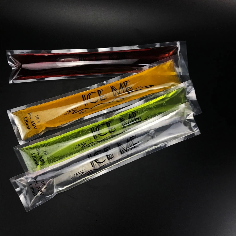 Custom Printed Clear Lamianted Plastic 3 Side Seal Ice Popsicle Packaging Tube Bag