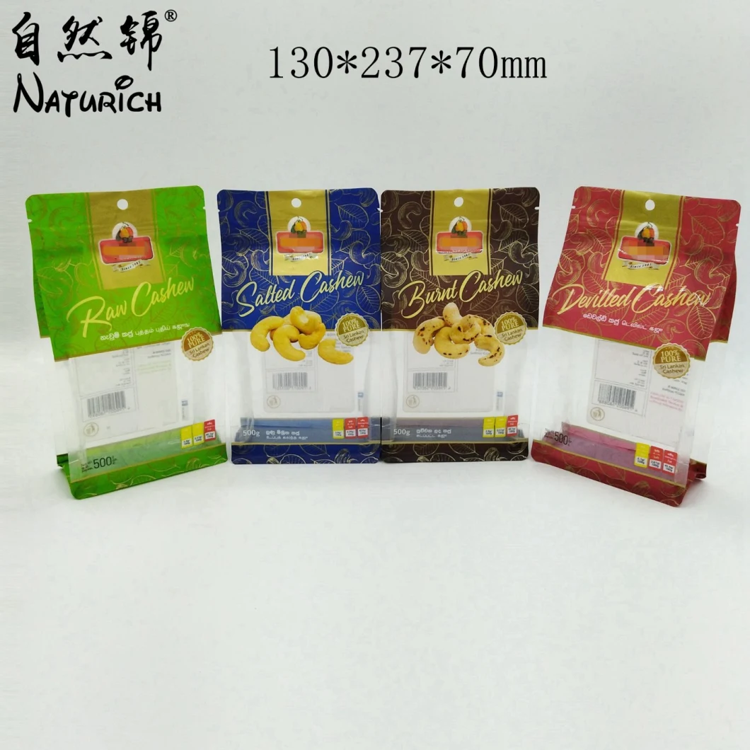 Transparent or Color Printed Zipper Plastic Packing Bag for Cashews