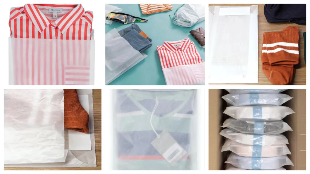 Biodegradable Glassine Paper Bag Garment Receycable Clothing Bag Semi-Transparent Paper Packaging Bag