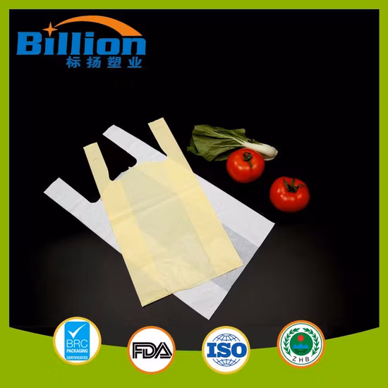 도매 생분해성, 퇴비화 가능, 인쇄된 플라스틱 쇼핑백, 티셔츠 가방