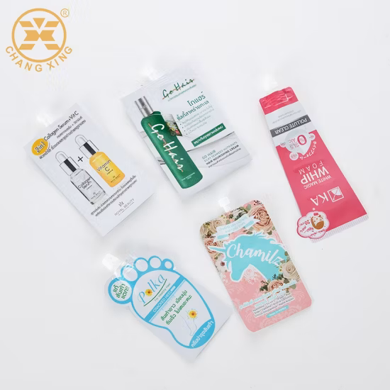 공장 직접 사용자 정의 인쇄 200ml 500ml 1L 2L 3L 포장 손잡이가 있는 주둥이 가방을 세우다